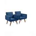 Ver imagem 1 de Kit 2 Poltronas 1 Lugar Braço Anabelle Unidecor Azul Bic