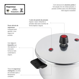 Panela de Pressão Fechamento Externo 10l Polido Nacional - 6