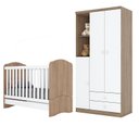 Ver imagem 1 de Berço Nacional e Guarda Roupa Infantil Bala de Menta Rústico Branco - Henn