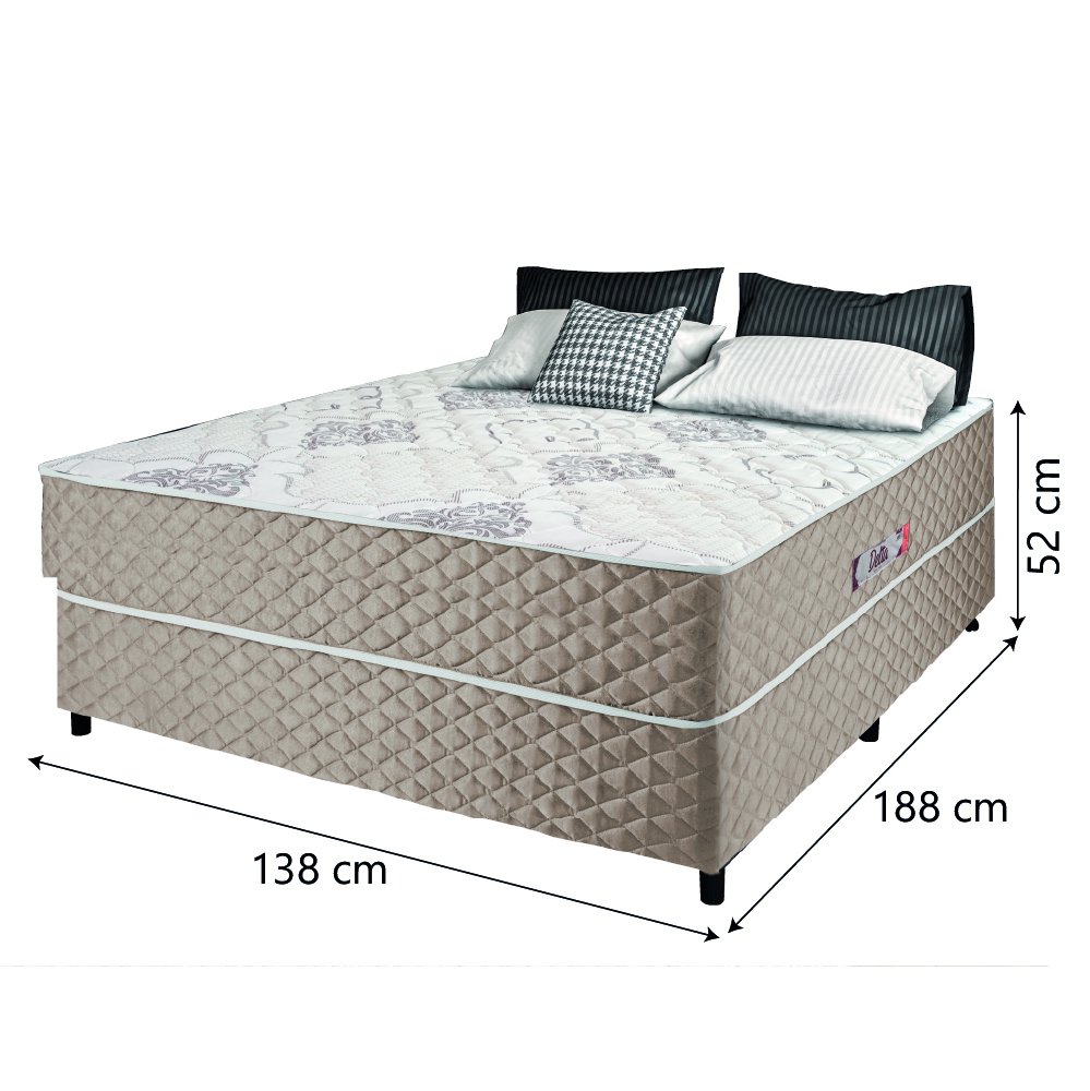 Cama Box Casal Conjugada Ortopédico Alpha Espuma 138x188x52cm Bege / Branco Hellen - 3