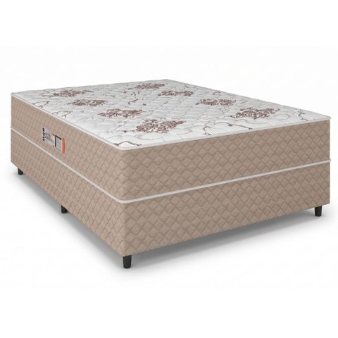 Cama Box Casal Conjugada Ortopédico Alpha Espuma 138x188x52cm Bege / Branco Hellen