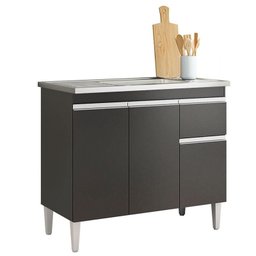 Balcão de Pia Tatiane 100cm Preto Fosco - Ajl - 1