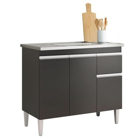 Balcão de Pia Tatiane 100cm Preto Fosco - Ajl