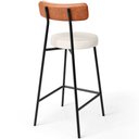 Ver imagem 6 de Banqueta Baixa Cozinha Sala Jantar Bancada Milão L02 Couríssimo Camel Linho Cru - lyam decor Lyam de
