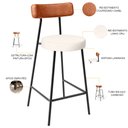 Ver imagem 3 de Banqueta Baixa Cozinha Sala Jantar Bancada Milão L02 Couríssimo Camel Linho Cru - lyam decor Lyam de