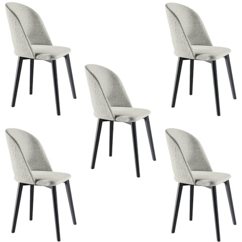 Kit 5 Cadeiras Decorativas Sala de Jantar Madeira Maciça Hadassa Linho Bege/Ébano - Gran Belo