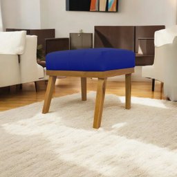 Puff Decorativo para Sala Firenze Retangular Corino Azul Royal - 1