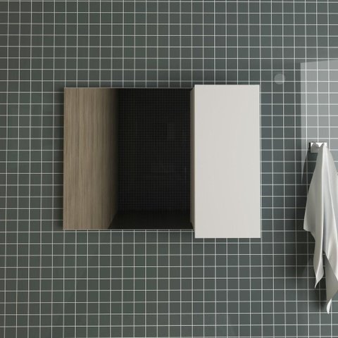 Espelheira para Banheiro com Porta e 2 Prateleiras 80cm Branco - Tecno Mobili