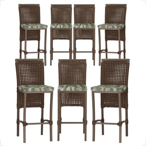 7 Banqueta em Alumínio Roma Marrom Corda Náutica Tecido 5