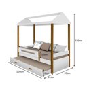 Ver imagem 3 de Cama Montessoriana Infantil Sara Solteiro Com Cama Auxiliar e Grade Proteção - Branco/amêndoa