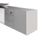 Ver imagem 6 de Mesa L Diretor Escritório com Armário Lateral 3 Gavetas 200cm Industrial Tampo Cavado e Pés Metal Executive Cinza Sagrado E Branco