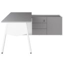 Ver imagem 5 de Mesa L Diretor Escritório com Armário Lateral 3 Gavetas 200cm Industrial Tampo Cavado e Pés Metal Executive Cinza Sagrado E Branco