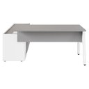 Ver imagem 7 de Mesa L Diretor Escritório com Armário Lateral 3 Gavetas 200cm Industrial Tampo Cavado e Pés Metal Ex