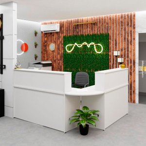 Balcão Atendimento de Canto em L Recepção/consultório 1400x600 Netmobil - Branco
