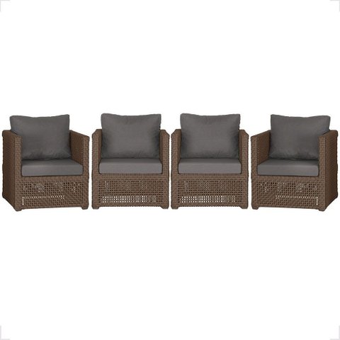 4 Poltronas Madri Alumínio Corda Náutica Estofado 11 Trama Original