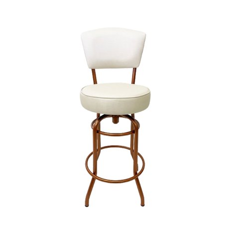 Banqueta Bar Cobre Bancada Média Altura 65cm Giratória Encosto Estofado Assento Cor Off White Poltro