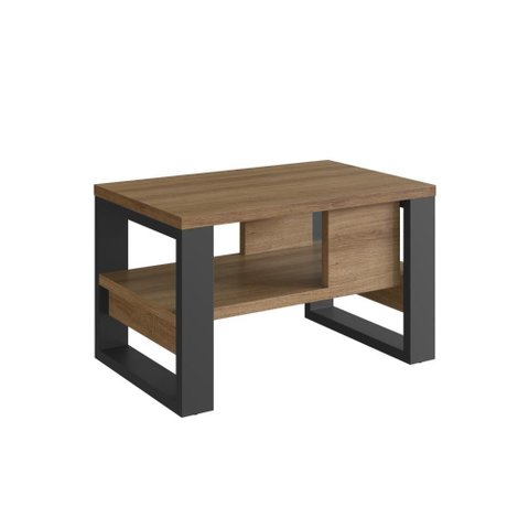 Mesa de Centro Emovell B151 Estrutura em Aço 15kg 67,5cm MDP Mel e Preto Estilo Industrial