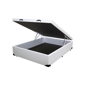 Base Box Baú Casal AColchoes Sintético Branco 41x138x188