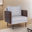 Ver imagem 2 de Poltrona Decorativa Orion Via Encanto Linho Cinza/Courano Marrom