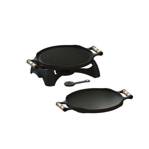 Rechaud Bifeteira Redondo Dupla Face Álcool Ferro Fundido