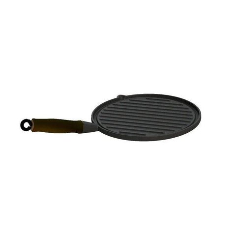 Bifeteira Ferro Redonda Cabo SIlicone Preto Estriada 26cm
