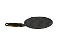 Ver imagem 1 de Bifeteira Ferro Redonda Cabo SIlicone Preto Estriada 26cm