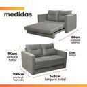 Ver imagem 4 de Sofá Cama 2 Lugares 1,48m Luna