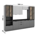 Ver imagem 3 de Cozinha 6 Peças com Paneleiro para Forno e Micro-Ondas com Vidro Fumê e Iluminação Lumina Cinza