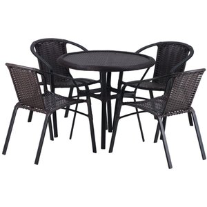 Kit 4 Cadeiras Alumínio e Mesa Tampo Varanda Piscina Jardim Trama Original