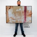 Ver imagem 2 de Quadro Decorativo Caixa Alta com Vidro Abstrato Pincelada Moderna TaColado Moldura Madeira 120 x 80c