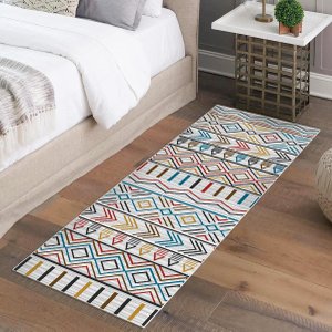 Passadeira Tapete Bernadine Étnico Veludo 43x140cm Antiderrapante Fastlar Tapete Veludo