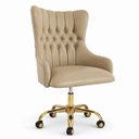 Ver imagem 2 de Cadeira Poltrona Home Office Helena Capitonê Base com Rodinhas Dourada
