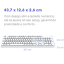 Ver imagem 2 de Teclado Office Slim Branco K15 Cabo Usb 2.0 1.5 M Fortrek