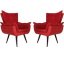 Ver imagem 1 de Kit 2 Poltronas Decorativas Emília Plus Pés Tabaco Suede Vermelho - Sa Móveis