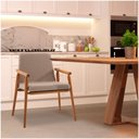 Ver imagem 3 de Kit 5 Cadeiras Decorativa Sala de Jantar Sidnei Linho Bege - Gran Belo