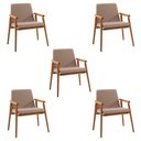 Ver imagem 1 de Kit 5 Cadeiras Decorativa Sala de Jantar Sidnei Linho Bege - Gran Belo
