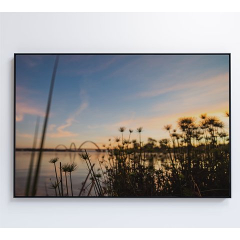 Quadro por do Sol Ponte Jk - 120x80 Cm - Adesivo Fotográfico