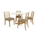 Ver imagem 3 de Conjunto Mesa Elma Premium Madeira Maciça C/ Tampo Madeirado C/ Vidro 120x80cm e 4 Cadeiras Lara