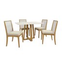 Ver imagem 2 de Conjunto Mesa Elma Premium Madeira Maciça C/ Tampo Madeirado C/ Vidro 120x80cm e 4 Cadeiras Lara