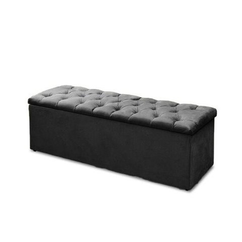 Calçadeira Recamier Baú Solteiro 90cm Sofia Suede Preto
