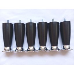Kit 12 Pé Cama Box Queen Bipart Baú Rubi Preto Cromado 12cm - 6