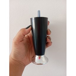 Kit 12 Pé Cama Box Queen Bipart Baú Rubi Preto Cromado 12cm - 4