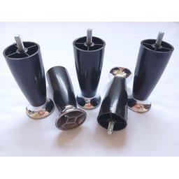 Kit 12 Pé Cama Box Queen Bipart Baú Rubi Preto Cromado 12cm - 3