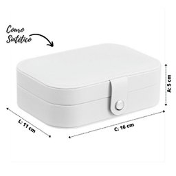 Porta Joia de Couro Portátil Para Anéis e Colares:Branco - 6