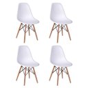 Ver imagem 4 de Conjunto de Mesa de Jantar Eames Eiffel Quadrada 90cm Tampo de Vidro com 4 Cadeiras Brancas