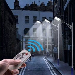 Refletor Poste 120w energia Solar 300 Leds publica Ultra leds Controle Sensor Presenca - 2