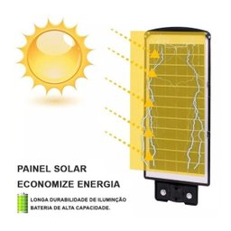 Refletor Poste 120w energia Solar 300 Leds publica Ultra leds Controle Sensor Presenca - 3