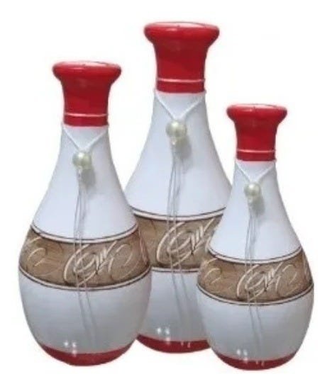 Kit Vasos de Cerâmica - Centro de Mesa - Enfeites para Sala - 9 Peças - 3