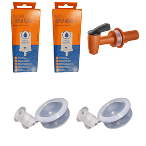 Kit 02 Un Vela Elite Tripla Ação + 01 Un Torneira Herc + 02 Un Boia Original Oasis Dosadora