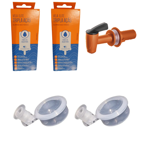 Kit 02 Un Vela Elite Tripla Ação + 01 Un Torneira Herc + 02 Un Boia Original Oasis Dosadora